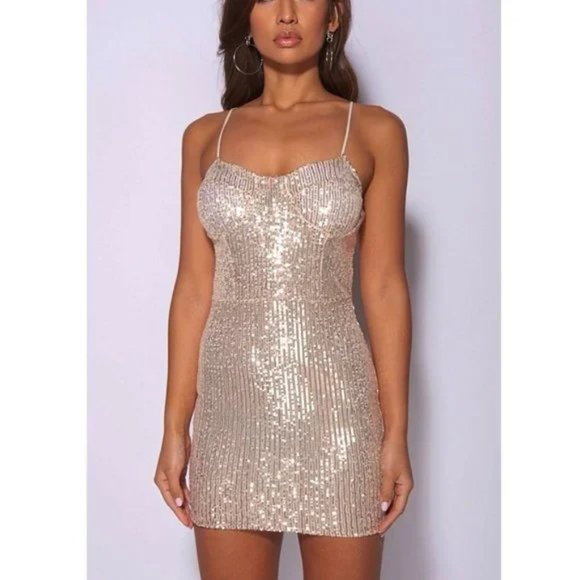 Sequins Sleeveless Bustier Bodycon Mini Dress - Picture 5 of 13